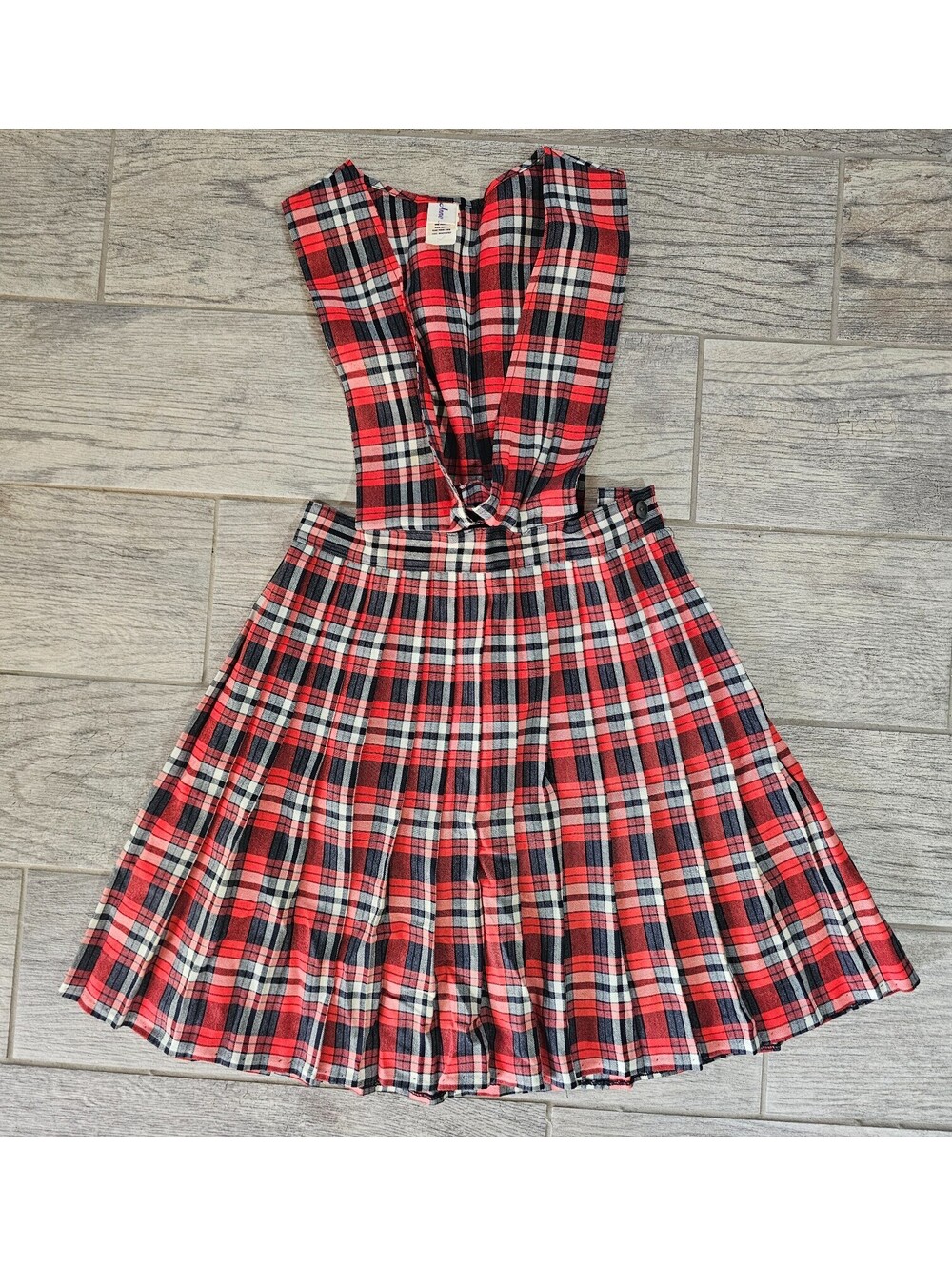 Girl's Vintage Anne Marie's School Uniform Dress Check Size 12 Red White Blue